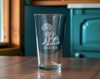 Beagle Customizable Dog Glasses | Your Dog's Name Personalized engraved glassware for beer, whiskey, wine & drinks. Pet lover owner gift.
