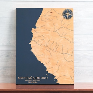 Montana de Oro, Kalifornien Karte | "Küsten Wandbild, Strandhaus Dekoration, nautisches Dekor, Unikat Geschenk für Sie / für Ihn."