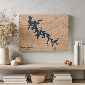 Percy Priest See Tennessee | Benutzerdefinierte See Karte Wohnkultur, personalisierte See Haus Geschenk, Jahrestag Hochzeitslager Geschenk, gravierte Wandkunst
