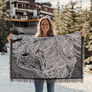 Einsamkeit Berg Utah Ski Road Map Decke | Kuschelige, weiche Decke ist ein tolles Geschenk für Skifahrer und Snowboardfahrer