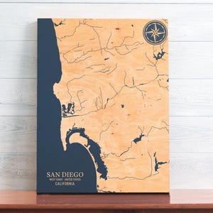 San Diego, Kalifornien Karte | "Küsten Wand Kunst Schild, ""Strandhaus"" Dekor, Maritimes Dekor, Einzigartiges Geschenk für die Familie."
