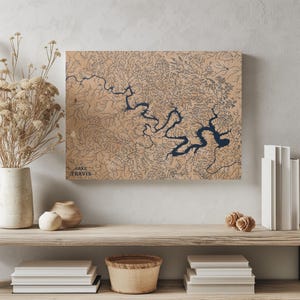 See Travis Texas | Benutzerdefinierte See Karte Wohnkultur, personalisierte See Haus Geschenk, Jahrestag Hochzeitslager Geschenk, gravierte Holz Wandkunst