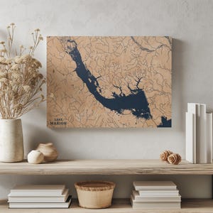 Lake Marion Südcarolina | Benutzerdefinierte See Karte Wohnkultur, personalisierte See Haus Geschenk, Jahrestag Hochzeitslager Geschenk, gravierte Holz Wandkunst