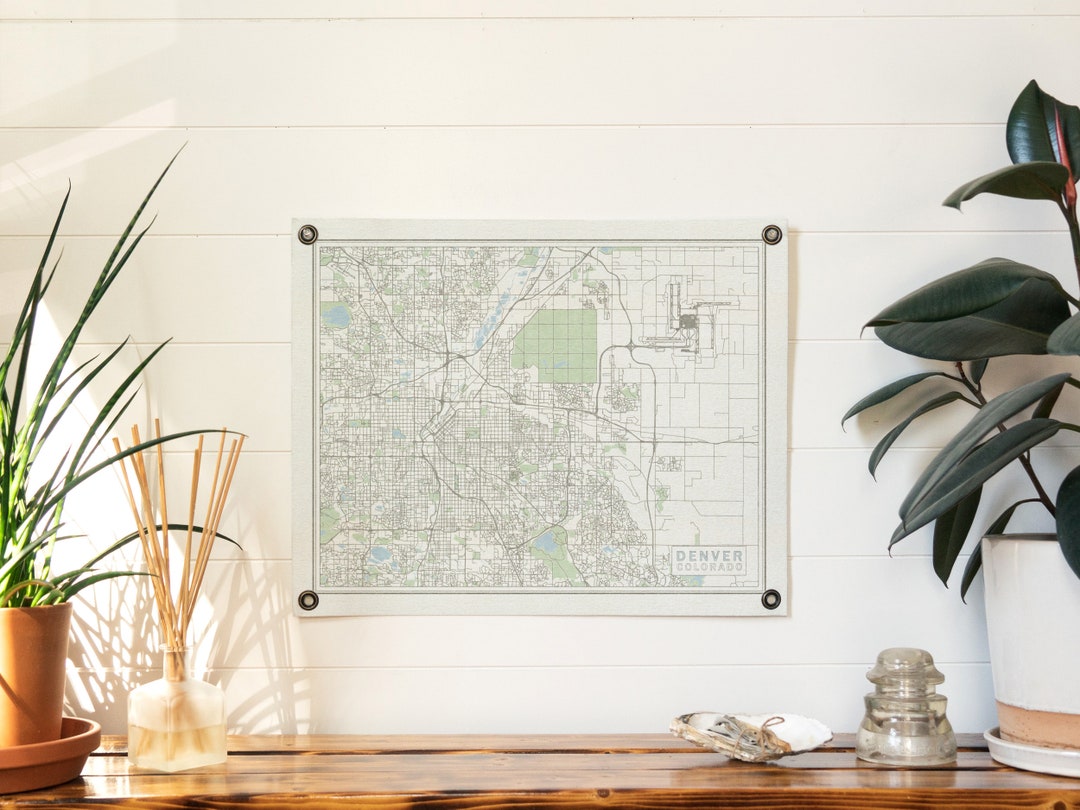 Denver Colorado Map Felt Poster Banner | Vintage Inspired Design Gift ...