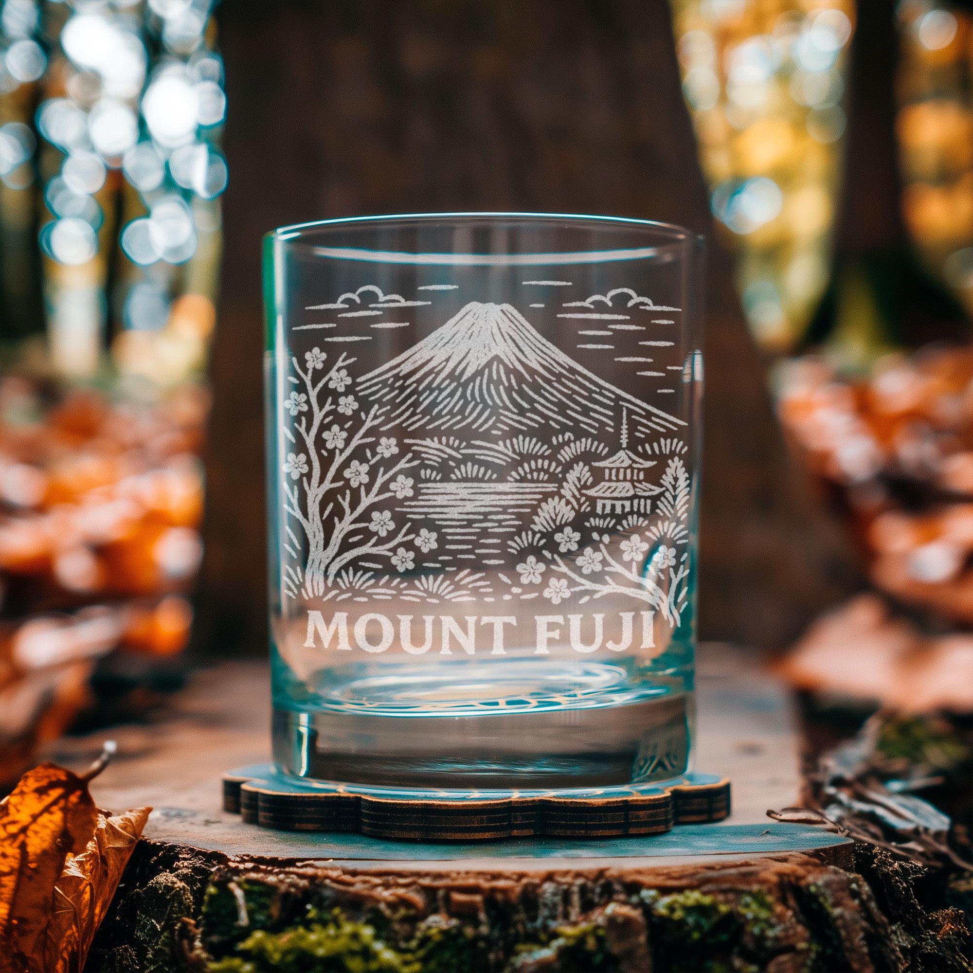 Mount Fuji Japan Glass | Laser Etched Travel Glassware, Engraved