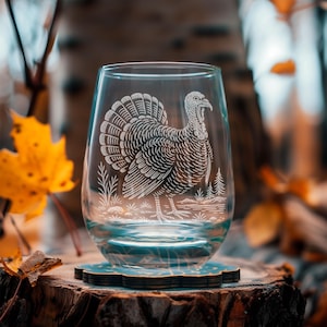 Türkei Gläser | Laser geätzte Wildtier Barware, graviertes Geschenk für Jäger & rustikale Wohnkultur, Thanksgiving