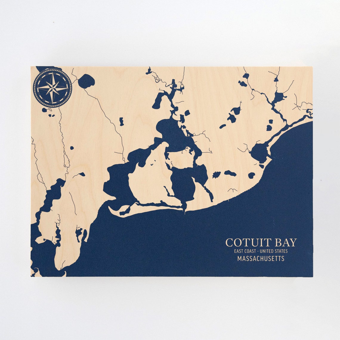 Cotuit Harbor MA Coast Chart Engraved Wood Wall Art Etsy