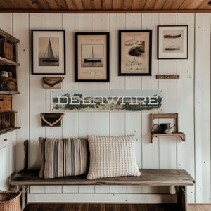 Delaware Felt Banner | Vintage State Flag Wall Art, Coastal Beach House Decor, Nautical Home Accent, Thoughtful Gift for Delaware Lovers