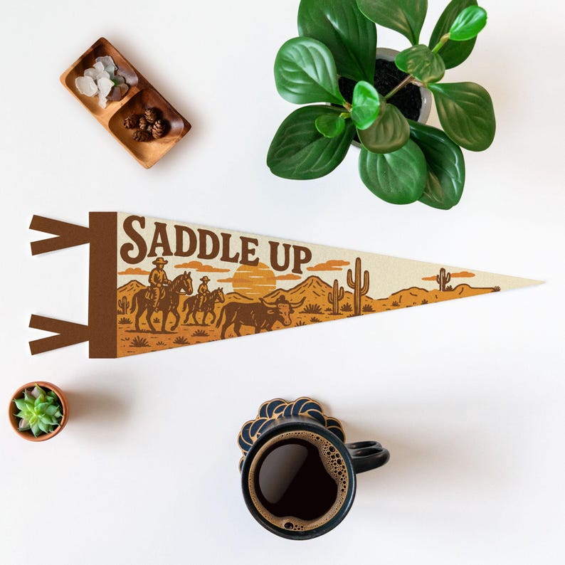 Saddle Up Felt Pennant | Western Wall Decor, Cowgirl Cowboy Banner, Rustic Kids Room Sign, Handmade Western Art, Fun Country Gift Idea image 6