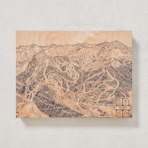 Mappa delle piste da sci di Telluride, Colorado / Decorazione murale in legno incisa, Decorazione per baita con sport invernali, Poster per piste da snowboard, Regalo personale per la famiglia