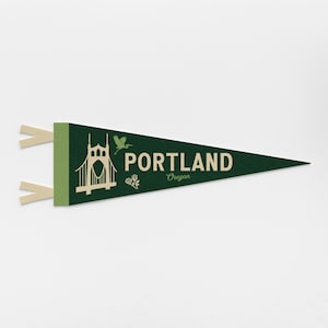 Portland Oregon Felt Pennant | Stumptown City banner poster. Vintage town & state pride typography flag home decor. Oregon gift USA