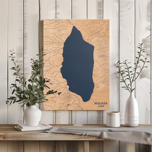 Walker Lake Nevada | Benutzerdefinierte See Karte Wohnkultur, personalisierte See Haus Geschenk, Jahrestag Hochzeitslager Geschenk, gravierte Holz Wandkunst