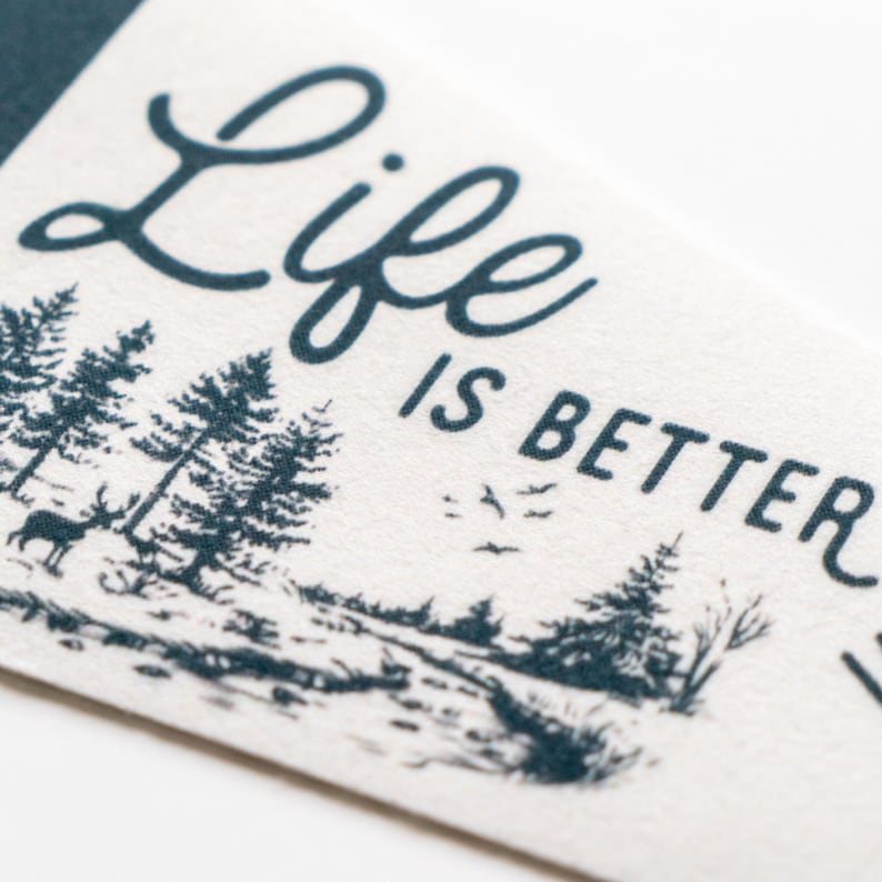 Life is Better in the Woods Felt Pennant | Vintage Camp Banner, Inspirational Rustic Home Decor, Easy Living Retro Wall Art, Outdoors Gift image 3