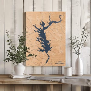 See Angenehmes Arizona | Benutzerdefinierte See Karte Wohnkultur, personalisierte See Haus Geschenk, Jahrestag Hochzeitslager Geschenk, gravierte Holz Wandkunst