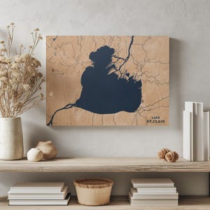Lake St. Clair Miss Griffin | Benutzerdefinierte See Karte Wohnkultur, personalisierte See Haus Geschenk, Jahrestag Hochzeitslager Geschenk, gravierte Holz Wandkunst