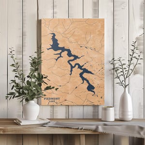 Piemont Lake Ohio | Benutzerdefinierte See Karte Wohnkultur, personalisierte See Haus Geschenk, Jahrestag Hochzeitslager Geschenk, gravierte Holz Wandkunst