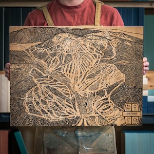 Sun Peaks, Skiloipe Karte von British Columbia | Gravierte Holzwandkunst, Wintersport Cabin Decor, Snowboard Mountain, personalisiertes Familiengeschenk