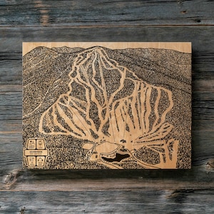 Gunstock, New Hampshire Ski Loipe Karte | Gravierte Holzwandkunst, Wintersport-Kabinendekor, Snowboard-Bergspur, personalisiertes Geschenk für die Familie