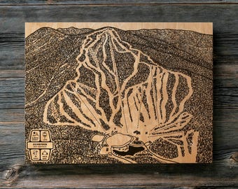 Gunstock, New Hampshire Ski Trail Map | Engraved Wood Wall Art, Winter Sport Cabin Decor, Snowboard Mountain Trail, Personalized Family Gift
