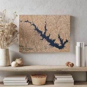 Sam Rayburn See Texas | Benutzerdefinierte See Karte Wohnkultur, personalisierte See Haus Geschenk, Jahrestag Hochzeitslager Geschenk, gravierte Holz Wandkunst