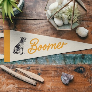 Custom Boxer Dog Name Felt Pennant | Personalized vintage style banner flag, Your Pet, Owner Gift, Dog Lover Sign, Special Family Gift