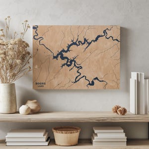Boone Lake Tennessee / Decorazione per la casa con mappa personalizzata del lago, regalo personalizzato per casa sul lago, regalo per anniversario di matrimonio in campeggio, arte murale in legno incisa