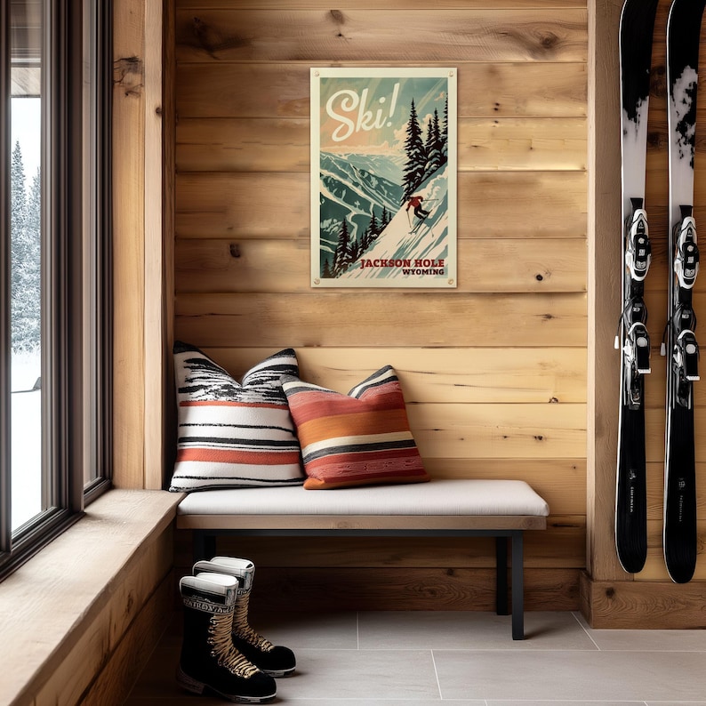 Benoit’s Design Co. Ski Jackson Hole Wyoming Felt Poster Banner - Thumbnail 2