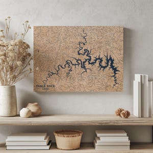 Tisch Rock Lake Missouri | Benutzerdefinierte See Karte Wohnkultur, personalisierte See Haus Geschenk, Jahrestag Hochzeitslager Geschenk, gravierte Holz Wandkunst
