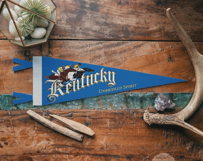 Kentucky Felt Pennant | Vintage Handcrafted Bluegrass Home Decor. Souvenir Keepsake. Horse Racing Wall Art. Unique USA Handmade Gift