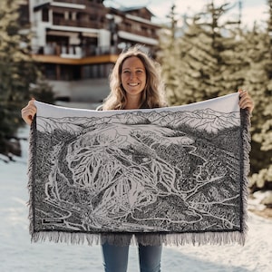Winter Park Colorado Ski Wanderkarte Decke | Kuschelige, weiche Decke ist ein tolles Geschenk für Skifahrer und Snowboardfahrer