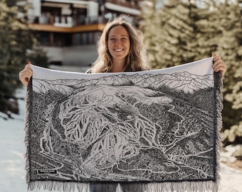 Winter Park Colorado Ski Trail Map Blanket | Cozy, soft throw blanket makes a great mountain cabin decor gift for skiers & snowboarders