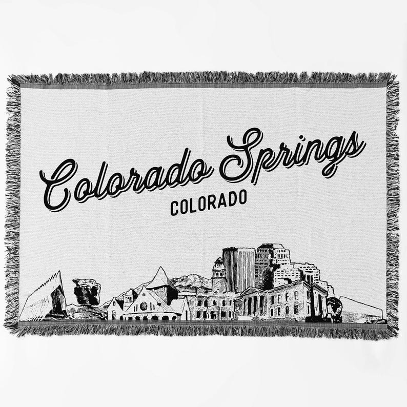 Colorado Springs Colorado City Blanket Woven Throw Blanket Gift, Black