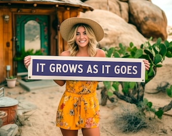 It Grows As It Goes Felt Sign Banner | Vintage style New Mexico State Motto Banner, Inspirational Decor, American Wall Art Gift
