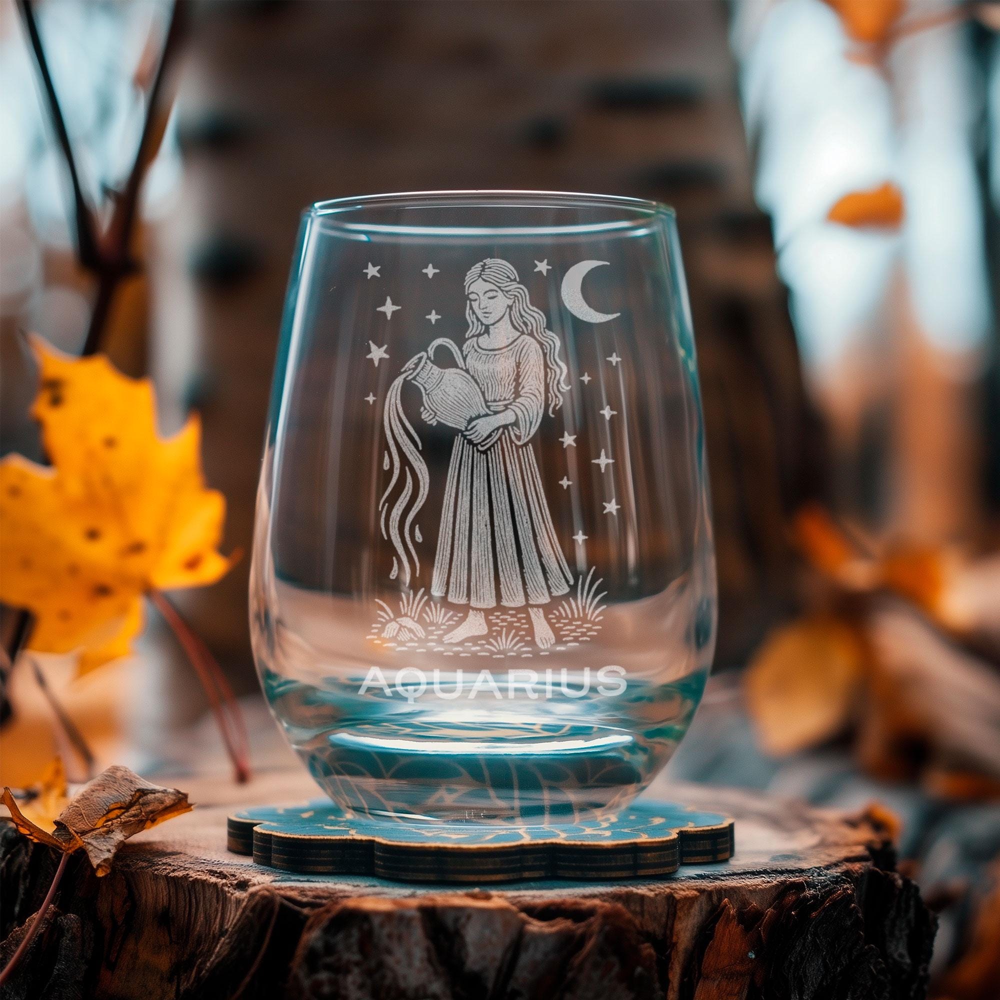Aquarius Glasses | Zodiac Sign Personalized Whiskey, Wine & Beer