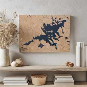 Squam Lake New Hampshire / Decorazione per la casa con mappa personalizzata del lago, regalo personalizzato per casa sul lago, regalo per anniversario di matrimonio in campeggio, arte murale in legno incisa