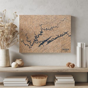 Norris Lake Tennessee | Benutzerdefinierte See Karte Wohnkultur, personalisierte See Haus Geschenk, Jahrestag Hochzeitslager Geschenk, gravierte Holz Wandkunst