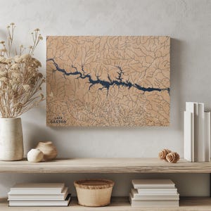 See Gaston Virginia | Benutzerdefinierte See Karte Wohnkultur, personalisierte See Haus Geschenk, Jahrestag Hochzeitslager Geschenk, gravierte Holz Wandkunst
