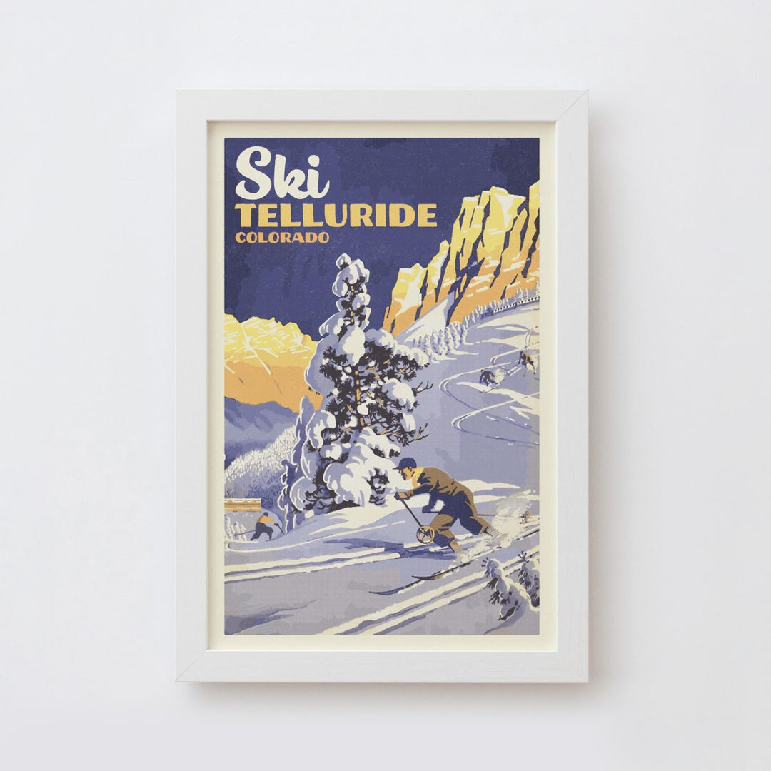 Telluride Colorado Art Print | Vintage Style Ski Poster Wall Art, Retro ...