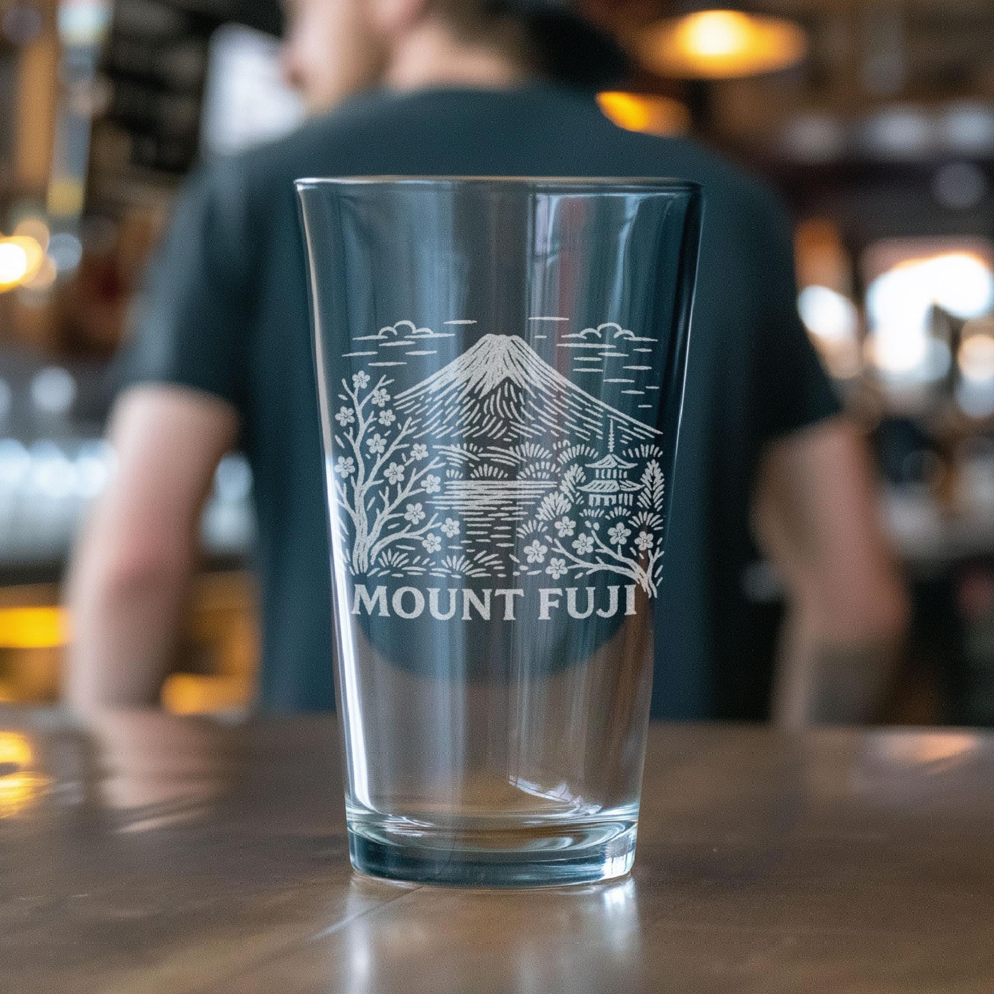Mount Fuji Japan Glass | Laser Etched Travel Glassware, Engraved