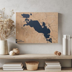 See Wawasee Indiana | Benutzerdefinierte See Karte Wohnkultur, personalisierte See Haus Geschenk, Jahrestag Hochzeitslager Geschenk, gravierte Holz Wandkunst