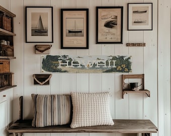 Hawaii Felt Banner | Vintage State Flag Wall Art, Coastal Beach House Decor, Tropical Home Accent, Thoughtful Gift for Florida Lovers
