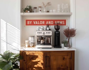 By Valor and Arms Felt Sign Banner | Vintage style Mississippi State Motto Banner, Inspirational Decor, American Wall Art Gift