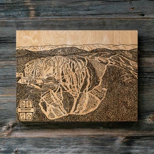 Silver Star Britisch-Columbien Kanada Ski Loipe Karte | Gravierte Holz Wand Kunst, Winter Cabin Dekor, Snowboard Berg Poster, Familien Geschenk