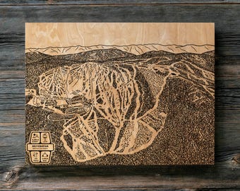 Silver Star British Columbia Canada Ski Trail Map | Engraved Wood Wall Art, Winter Cabin Decor, Snowboard Mountain Poster, Family Gift