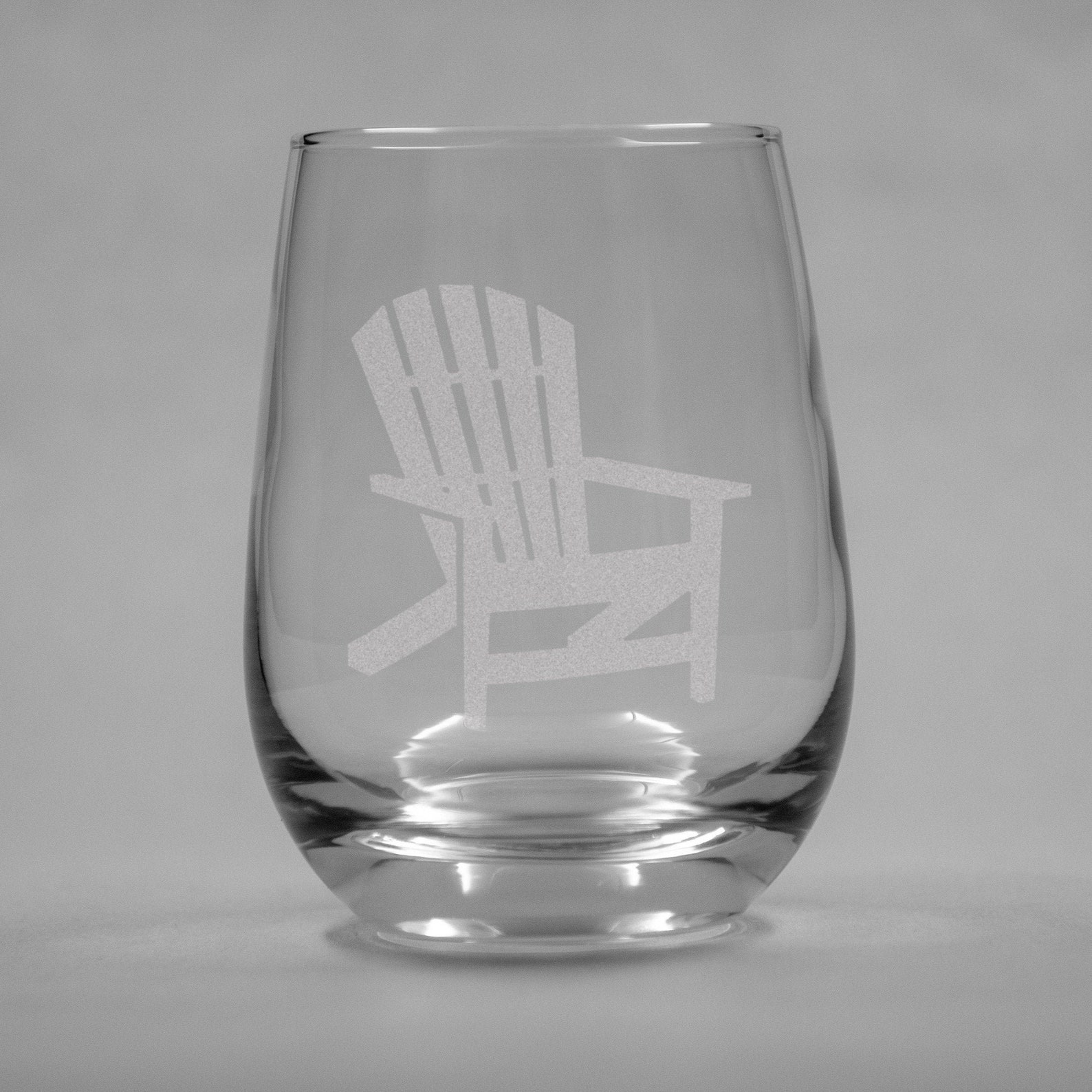 Adirondack Chair Etched Stemless Wine Glasses Set of 2 | Etsy