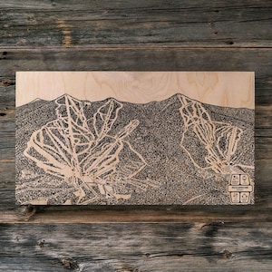 Mappa delle piste da sci di Sugarbush, Vermont / Decorazione murale in legno incisa, decorazione per baita invernale, poster per piste da snowboard, regalo personalizzato per la famiglia
