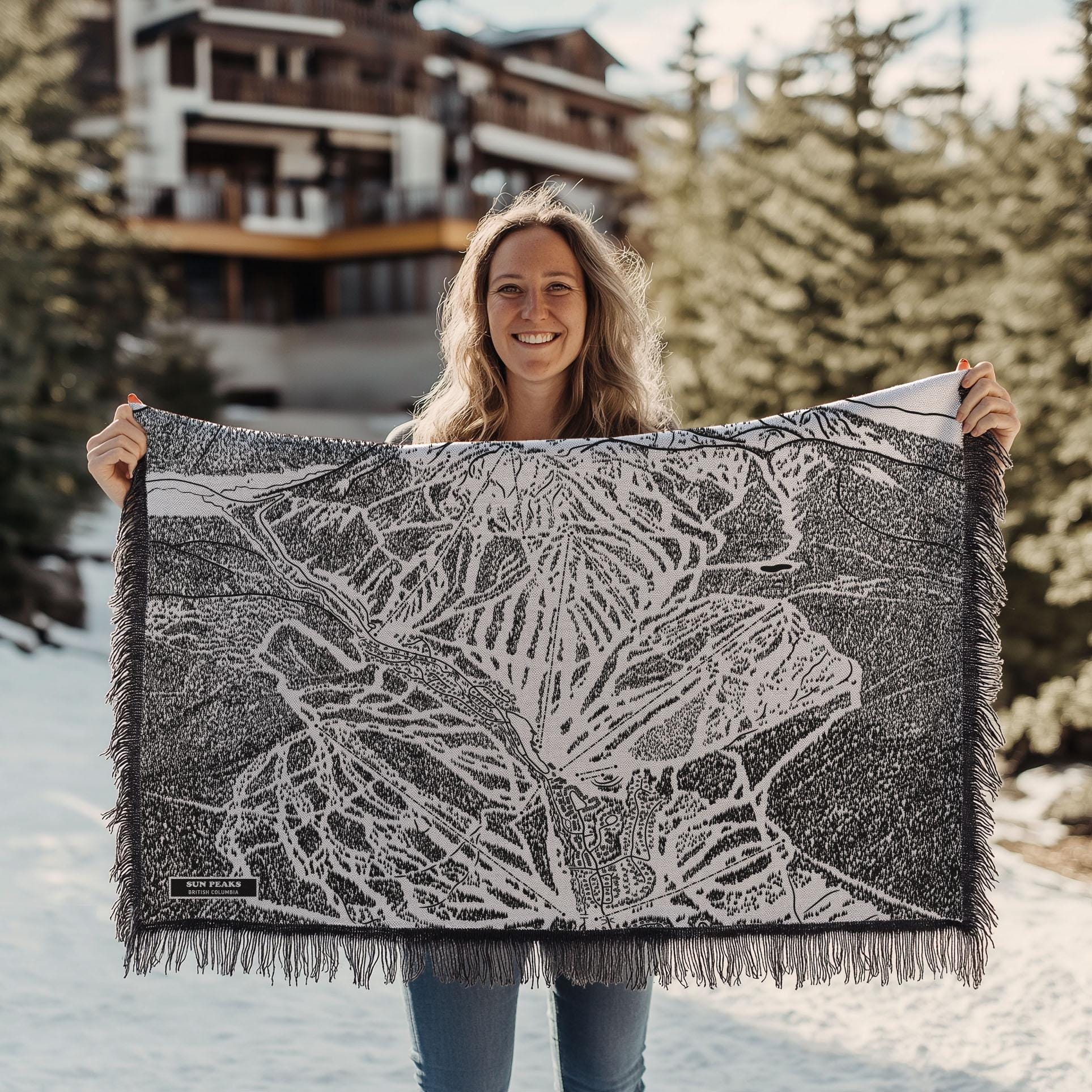 Sun Peaks British Columbia Canada Ski Trail Blanket Cozy Soft Throw Blanket Makes a Great Cabin Decor Gift for Skiers Snowboarders Etsy