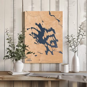 LakeTapps Washington / Decorazioni per la casa con mappa del lago personalizzata, regalo personalizzato per casa sul lago, regalo per anniversario di matrimonio, arte murale in legno incisa