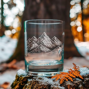 Mountain Glasses | Laser Etched Landscape Barware, Engraved Gift for Hikers & Outdoor Adventure Lovers