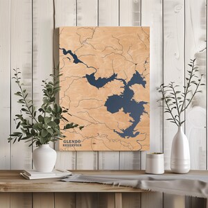Glendo Stausee Wyoming | Benutzerdefinierte See Karte Wohnkultur, personalisierte See Haus Geschenk, Jahrestag Hochzeitslager Geschenk, gravierte Holz Wandkunst